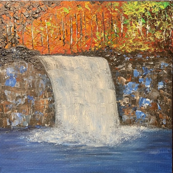 Handmade Acrylic Painting On Canvas Panel 12"X12"Decor/Wall, Frame Not Included - Picture 2 of 2